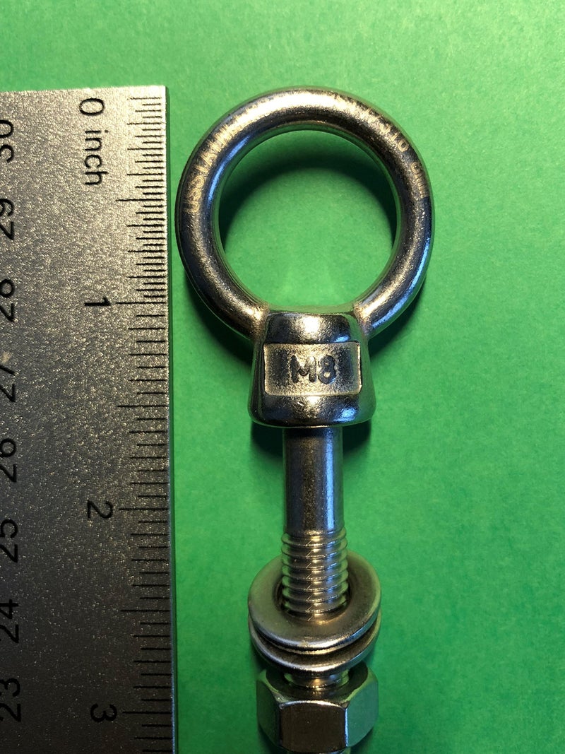 US STAINLESS Stainless Steel 316 M8 Lifting Eye Bolt 8mm x 100mm (8mm x 4") Marine Grade Pitch of 1.25 - Image 4